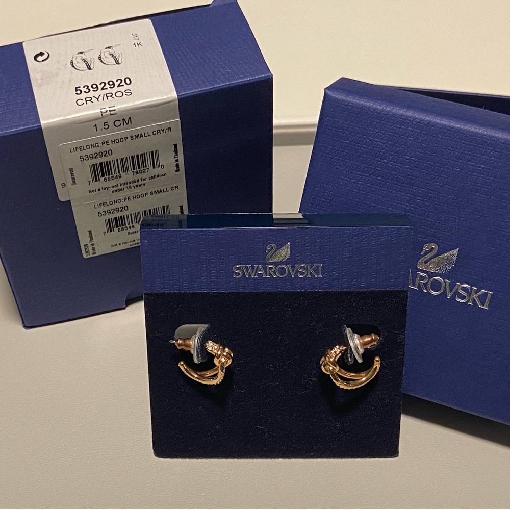 SOLD - Swarovski “Lifelong” Hoop Earrings